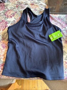 NWT Walmart Women Ribbed Racerback Tank Top Navy Blue Size Large